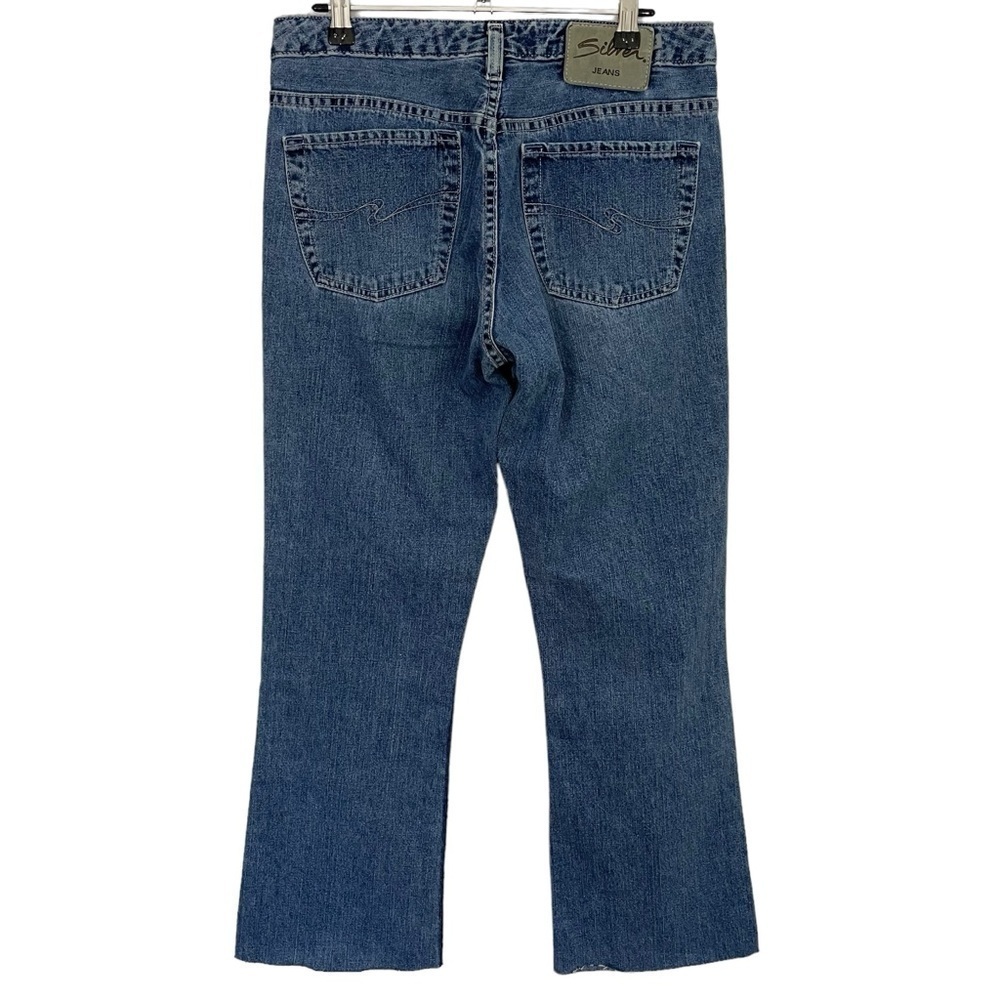 Vintage 90s Silver Jeans Flare Leg Sz 29/28 Medium Wash Denim Distressed VGUC
